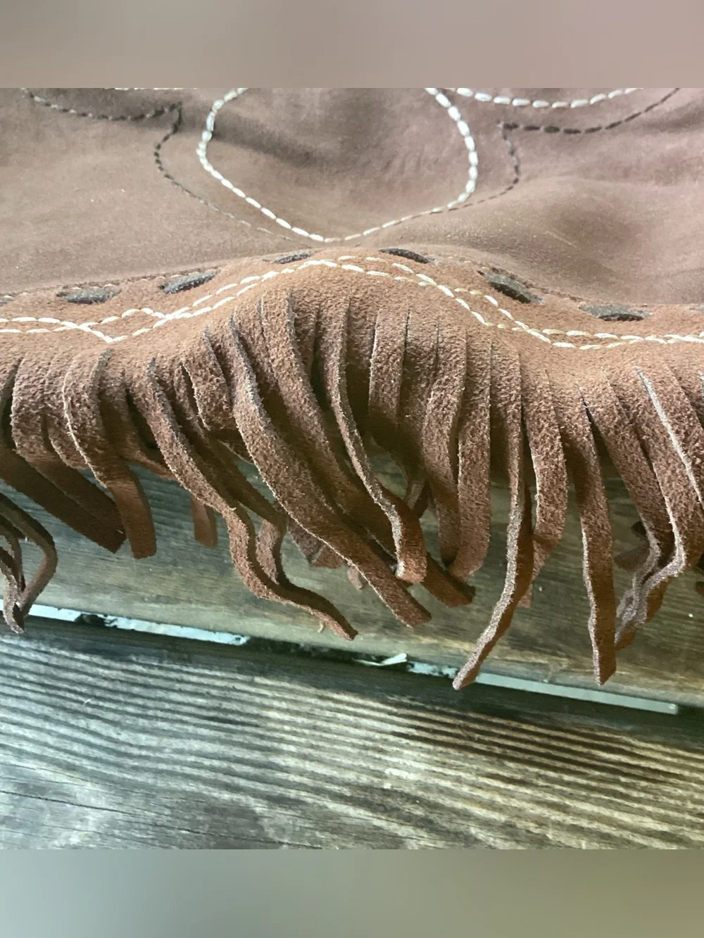 Montana West Boot Stitch Fringe Hobo Style Bag - suede feel